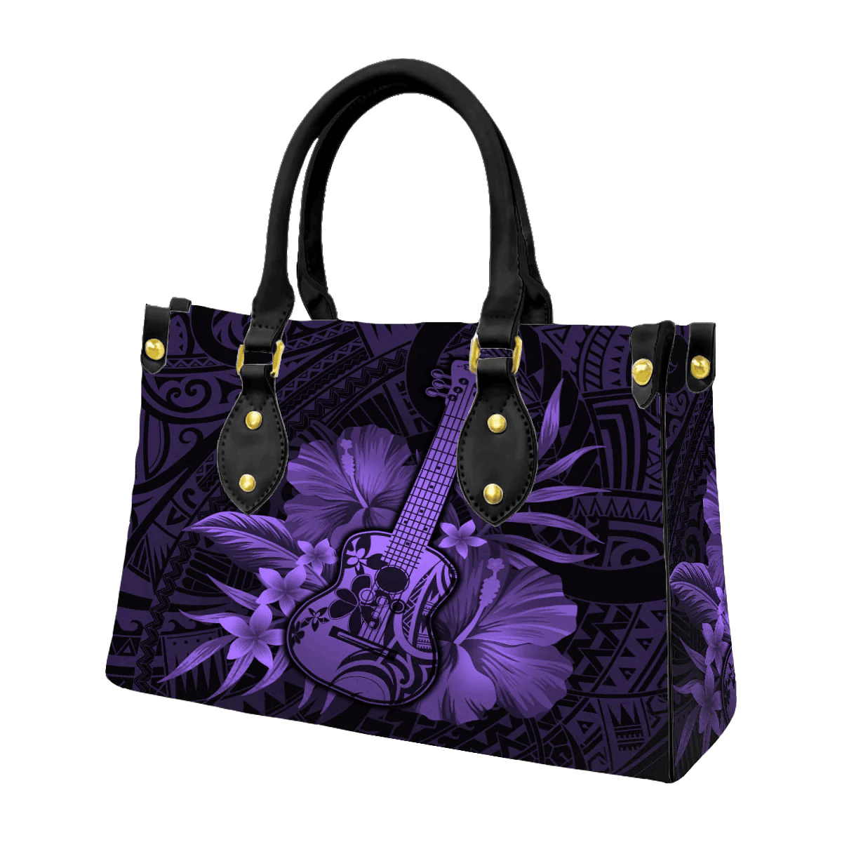 Alohawaii Square Tote Bag - Hawaii Ukulele Flower Flag Purple A31