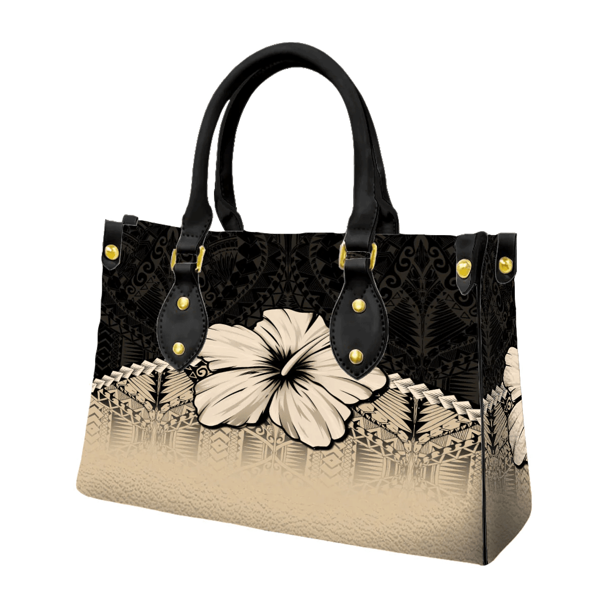 Alohawaii Square Tote Bag - Hibiscus Flower Gold A31