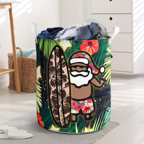 Alohawaii Accesory - Hawaii Santa Claus Surf Christmas Pattern Laundry Basket - AH J8