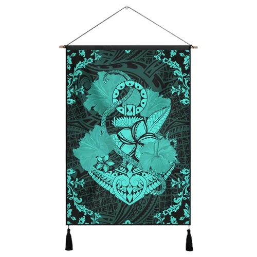 Alohawaii Poster - Hawaii Anchor Hibiscus Flower Vintage Hanging Poster - AH - Turquoise - J5R