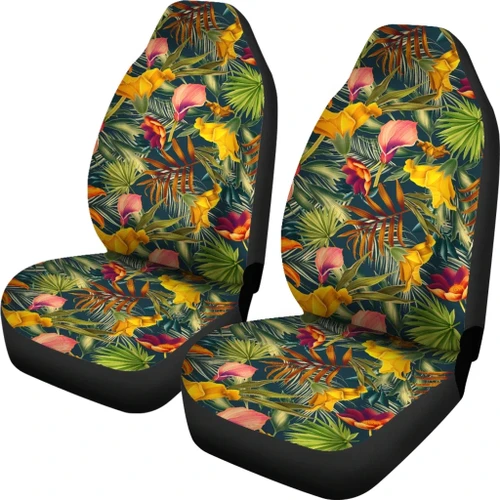 Alohawaii Car Accessory - Hawaiian Seamless Tropical Flower Plant And Leaf Pattern Car Seat Cover - AH - J7