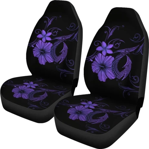Alohawaii Car Accessory - Hawaii Fish Hook Hibiscus Poly Purple Car Seat Covers - AH - J4