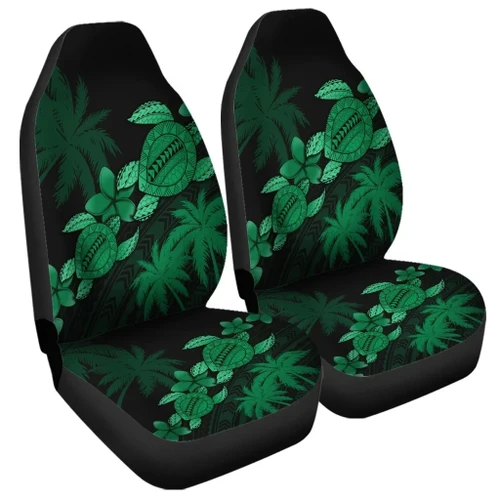 Alohawaii Car Accessory - Hawaii Turtle Plumeria Coconut Tree Polynesian Car Seat Covers - Green - AH - J4R
