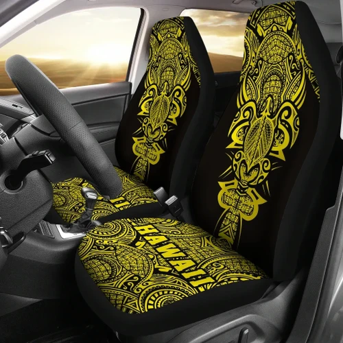 Alohawaii Car Accessory - Hawaii Turtle Polynesian Car Seat Cover - Yellow - Armor Style - AH J9