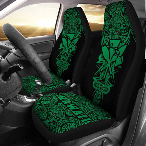Alohawaii Car Accessory - Kanaka Map Polynesian Car Seat Cover - Green - Armor Style - AH J9