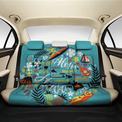 Alohawaii Car Accessory - Hawaii All Symbol Back Seat Cover AH K5