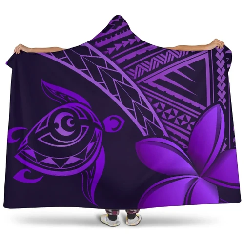 Alohawaii Clothing - Alohawaii Hooded Blanket - Hawaii Turtle Plumeria Purple - AH J0