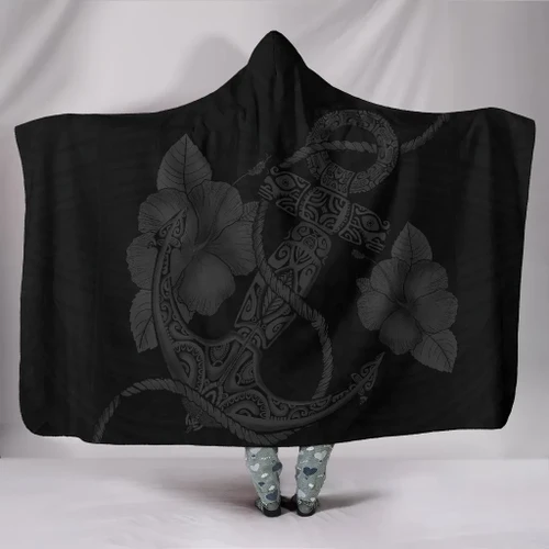 Alohawaii Clothing - Anchor Gray Poly Tribal Hooded Blanket - AH - J1