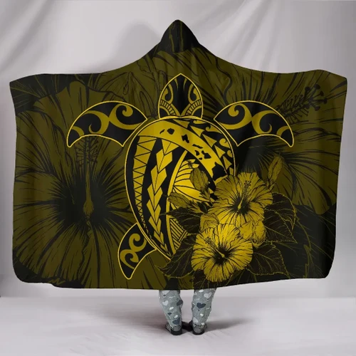 Alohawaii Clothing - Hawaii Hibiscus Hooded Blanket - Harold Turtle - Yellow - AH J9