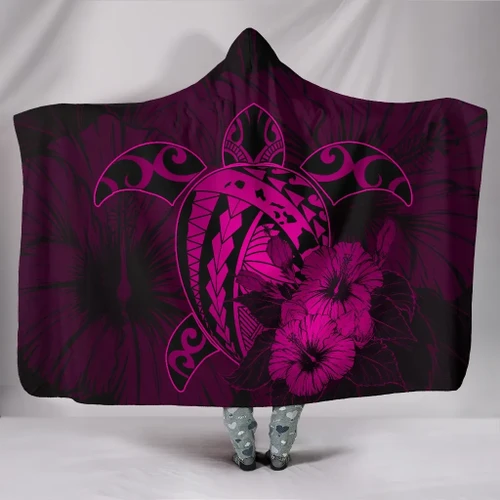 Alohawaii Clothing - Hawaii Hibiscus Hooded Blanket - Harold Turtle - Pink - AH J9