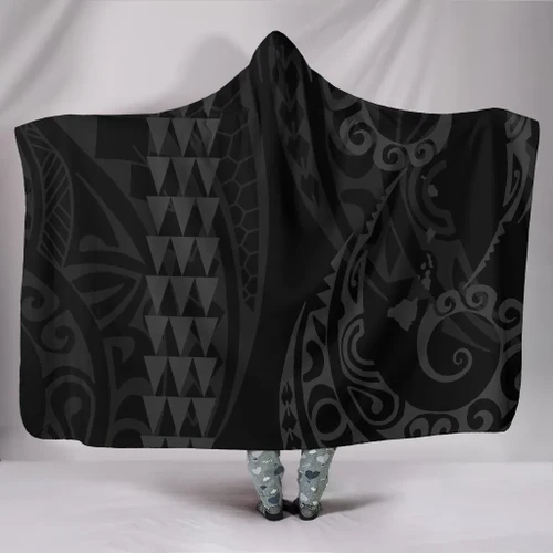 Alohawaii Clothing - Hawaii Kakau Gray Polynesian Hooded Blanket - AH - J1