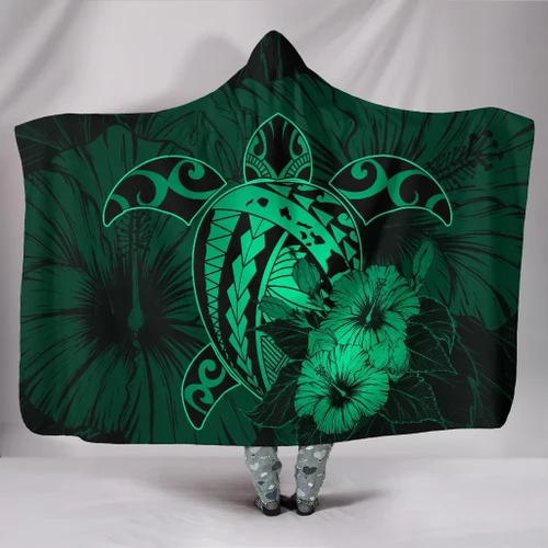 Alohawaii Clothing - Hawaii Hibiscus Hooded Blanket - Harold Turtle - Pastel Green - AH J9