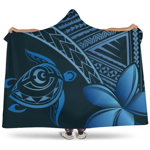 Alohawaii Clothing - Alohawaii Hooded Blanket - Hawaii Turtle Plumeria Aegean - AH J0