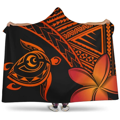 Alohawaii Clothing - Alohawaii Hooded Blanket - Hawaii Turtle Plumeria Orange - AH J0
