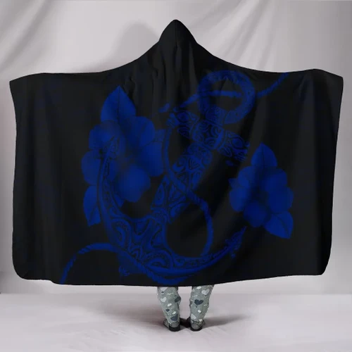 Alohawaii Clothing - Anchor Blue Poly Tribal Hooded Blanket - AH - J1