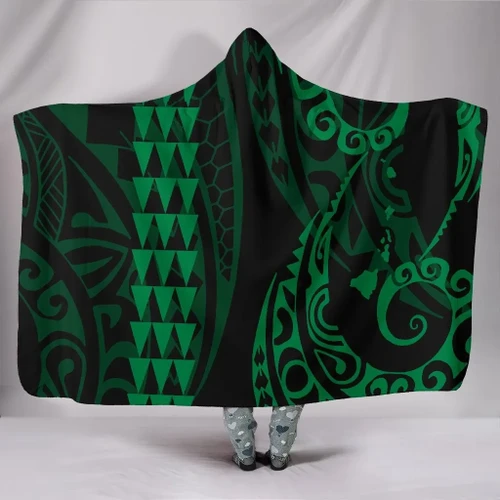 Alohawaii Clothing - Hawaii Kakau Green Polynesian Hooded Blanket - AH - J1