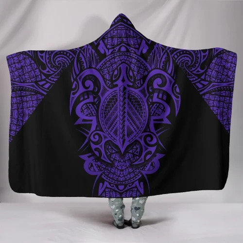 Alohawaii Clothing - Hawaii Turtle Polynesian Hooded Blanket - Purple - Armor Style - AH J9