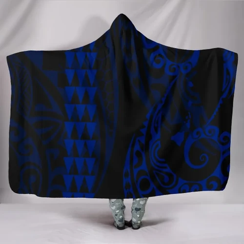 Alohawaii Clothing - Hawaii Kakau Blue Polynesian Hooded Blanket - AH - J1