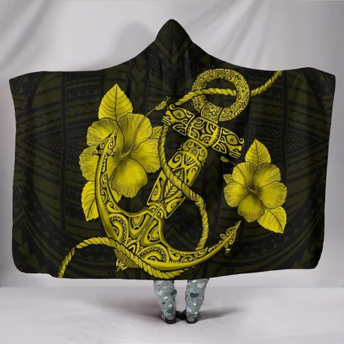 Alohawaii Clothing - Anchor Yellow Poly Tribal Hooded Blanket - AH - J1