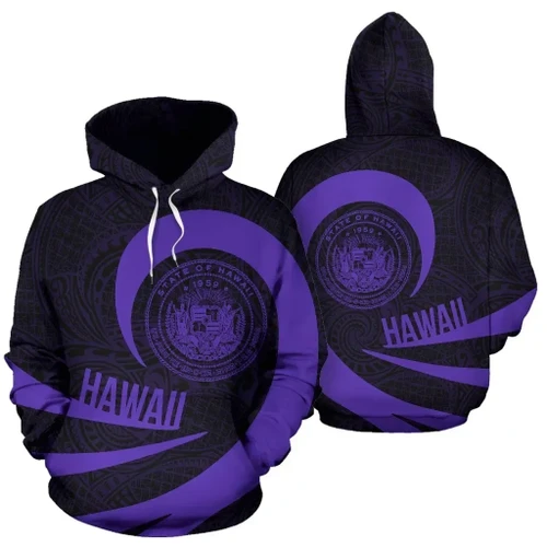 Alohawaii Hoodie - Hawaii Coat Of Arms Roll In My Heart Hoodie Purple - AH - J7