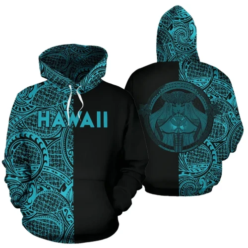 Alohawaii Hoodie - Polynesian Madame Pele Kanaka Hawaii Hoodie The Half Blue - AH - J7