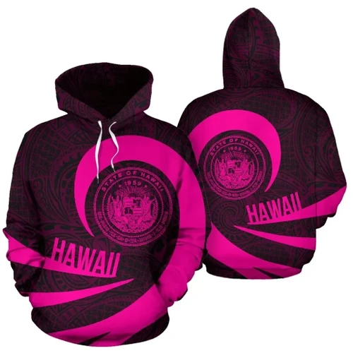Alohawaii Hoodie - Hawaii Coat Of Arms Roll In My Heart Hoodie Pink - AH - J7