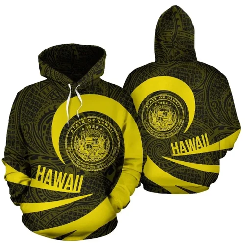 Alohawaii Hoodie - Hawaii Coat Of Arms Roll In My Heart Hoodie Yellow - AH - J7