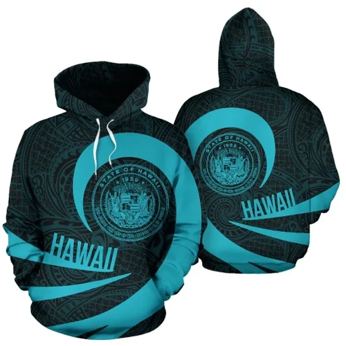 Alohawaii Hoodie - Hawaii Coat Of Arms Roll In My Heart Hoodie Blue - AH - J7
