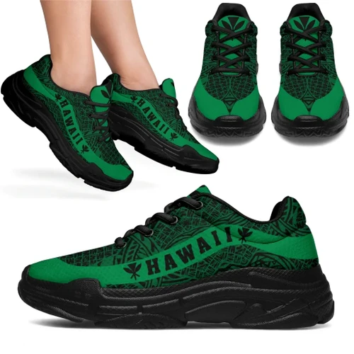 Alohawaii Footwear - Hawaii Kanaka Maoli Polynesian Chunky Sneaker Line Style Green - AH - J7