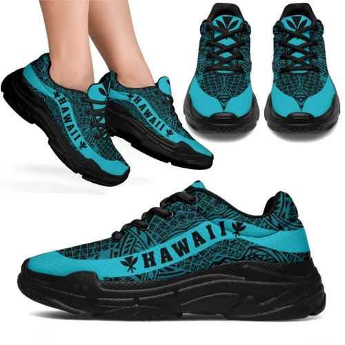 Alohawaii Footwear - Hawaii Kanaka Maoli Polynesian Chunky Sneaker Line Style Blue - AH - J7