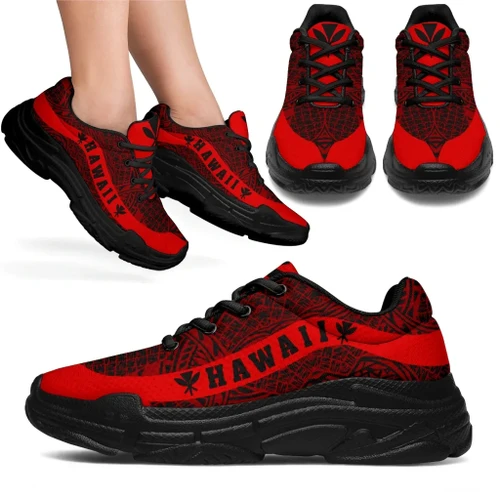 Alohawaii Footwear - Hawaii Kanaka Maoli Polynesian Chunky Sneaker Line Style Red - AH - J7