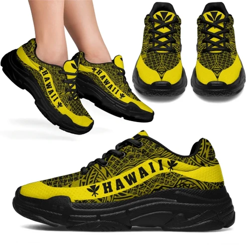 Alohawaii Footwear - Hawaii Kanaka Maoli Polynesian Chunky Sneaker Line Style Yellow - AH - J7