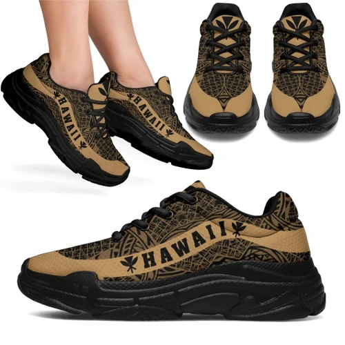 Alohawaii Footwear - Hawaii Kanaka Maoli Polynesian Chunky Sneaker Line Style Gold - AH - J7