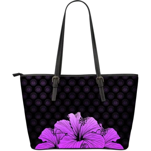 Alohawaii Bag - Hawaii Hibiscus Large Leather Tote Violet - Rich Style - AH - J1