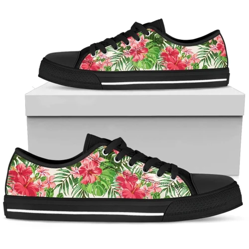 Alohawaii Footwear - Hawaii Green Hibiscus Palm Low Top Shoe - AH J2