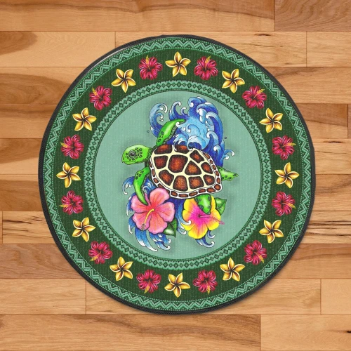 Alohawaii Home Set - Lovely Honu Turtle Tropical Round Carpet AH - J0