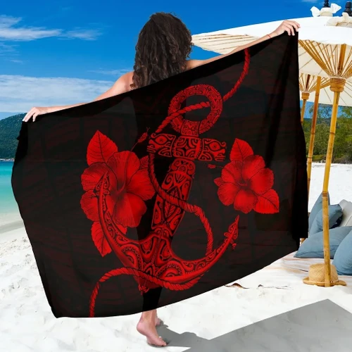 Alohawaii Sarong - Anchor Red Poly Tribal Sarong - AH - J1