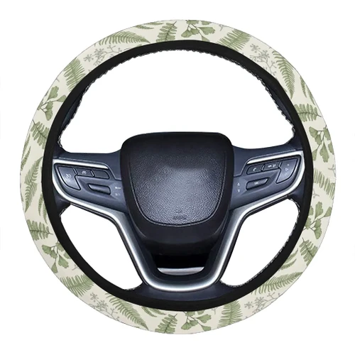 Alohawaii Accessory - Hawaii Tropical Green Pattern Hawaii Universal Steering Wheel Cover with Elastic Edge - AH - J6