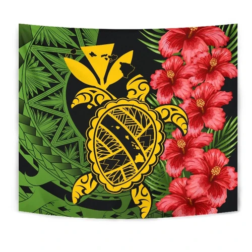 Alohawaii Home Set - Hawaii Turtle Hibiscus Polynesian Tapestry - Aphos Style - AH - J4