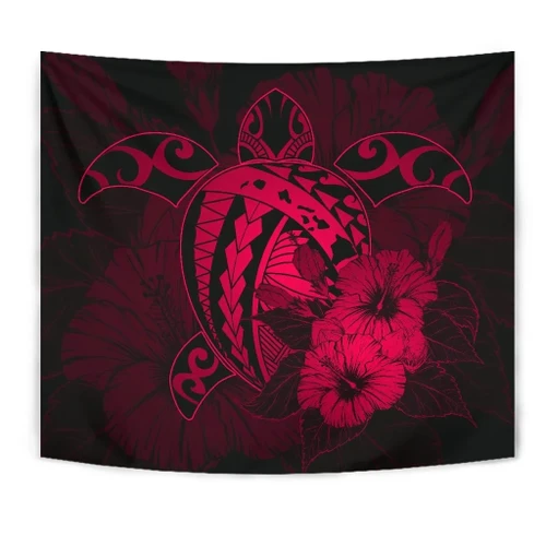 Alohawaii Home Set - Hawaii Hibiscus Tapestry - Harold Turtle - Calico Red - AH J9