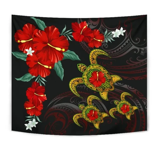Alohawaii Home Set - Hawaii Turtle Hibiscus Polynesian Tapestry - Adela Style - AH - J2