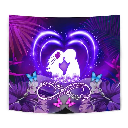 Alohawaii Home Set - (Personalized) Hawaiian Couple Hibiscus Valentine Tapestry - Bliss Style AH J3
