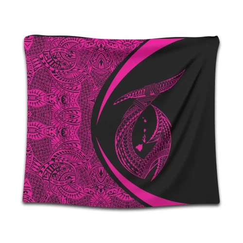 Alohawaii Home Set - Hawaii Fish Hook Polynesian Tapestry - Circle Style Pink - AH - J4C