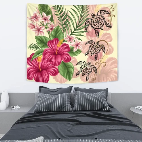 Alohawaii Home Set - Hawaii Turtle Hibiscus Plumeria Beige Style - Tapestry AH J2