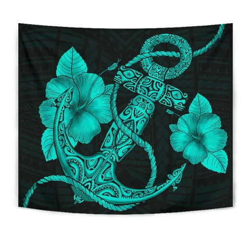 Alohawaii Home Set - Anchor Turquoise Poly Tribal Tapestry - AH - J14