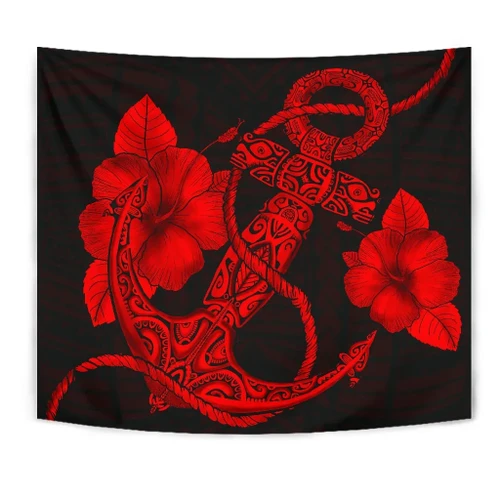 Alohawaii Home Set - Anchor Red Poly Tribal Tapestry - AH - J14