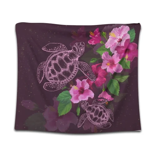 Alohawaii Home Set - Hawaii Turtle Hibiscus Pink Simple Tapestry - AH - J4C