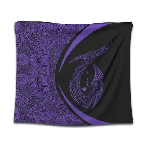 Alohawaii Home Set - Hawaii Fish Hook Polynesian Tapestry - Circle Style Purple - AH - J4C