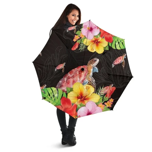 Alohawaii Umbrella - Hibiscus Plumeria Turtle Umbrella - AH - J1