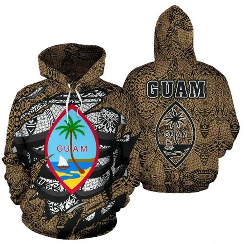 Alohawaii Clothing - Hoodie Guam Royal King Tatau Gold Polynesian - J1
